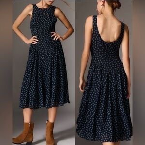 NEW Reformation Anelis Sleeveless A-Line Midi Dress Cosmic polka dot sz 6